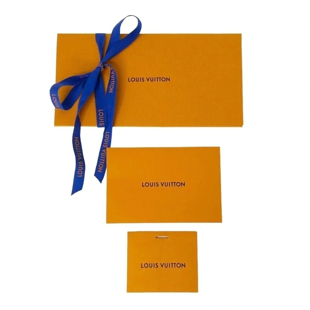 AUTHENTIC LOUIS VUITTON Gift card Receipt cards Ribbon Bundle Orange Blue Logo